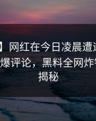 【紧急】网红在今日凌晨遭遇heiliaowang 刷爆评论，黑料全网炸锅，详情揭秘