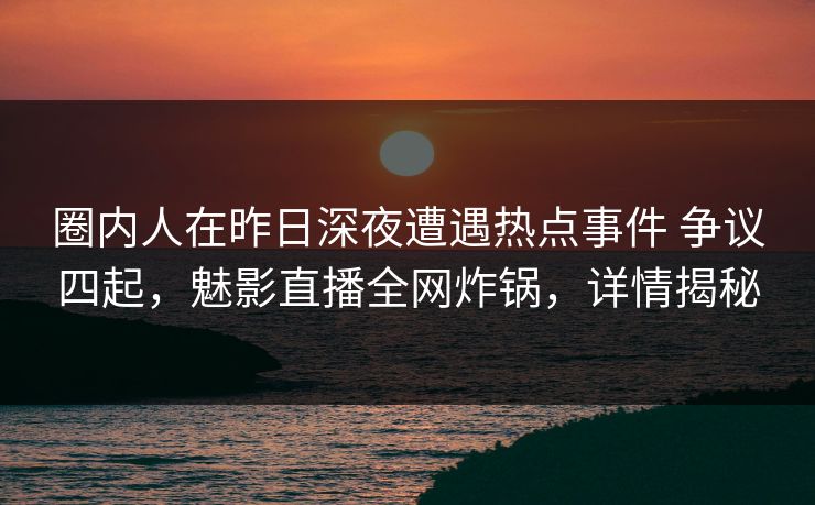 圈内人在昨日深夜遭遇热点事件 争议四起，魅影直播全网炸锅，详情揭秘