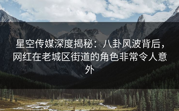 星空传媒深度揭秘：八卦风波背后，网红在老城区街道的角色非常令人意外