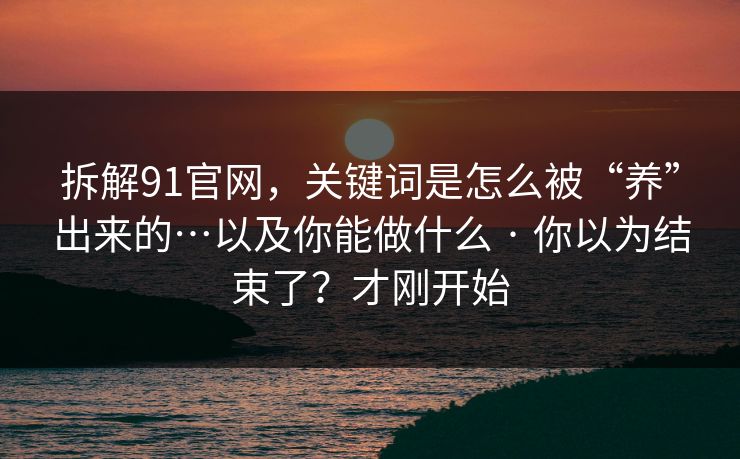 拆解91官网,关键词是怎么被“养”出来的…以及你能做什么 · 你以为结束了?才刚开始 拆解91官网,关键词是怎么被“养”出来的…以及你能做什么 · 你以为结束了?才刚开始
