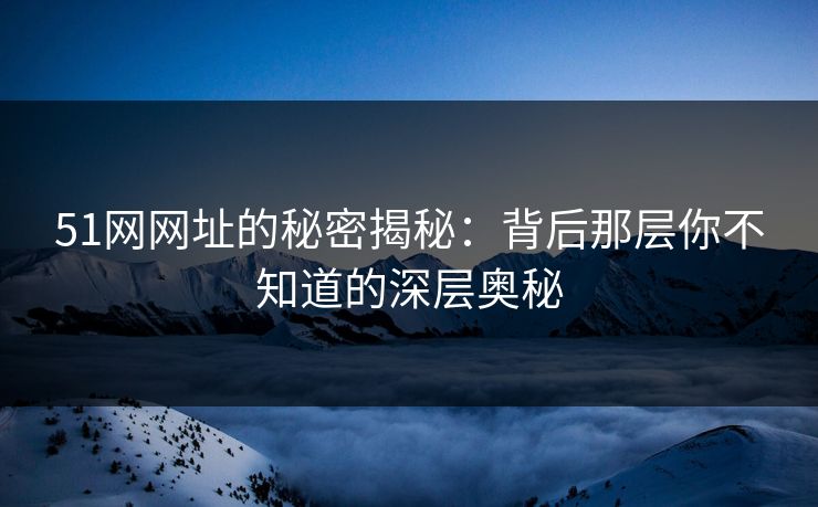 51网网址的秘密揭秘：背后那层你不知道的深层奥秘