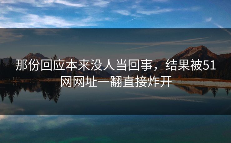那份回应本来没人当回事，结果被51网网址一翻直接炸开