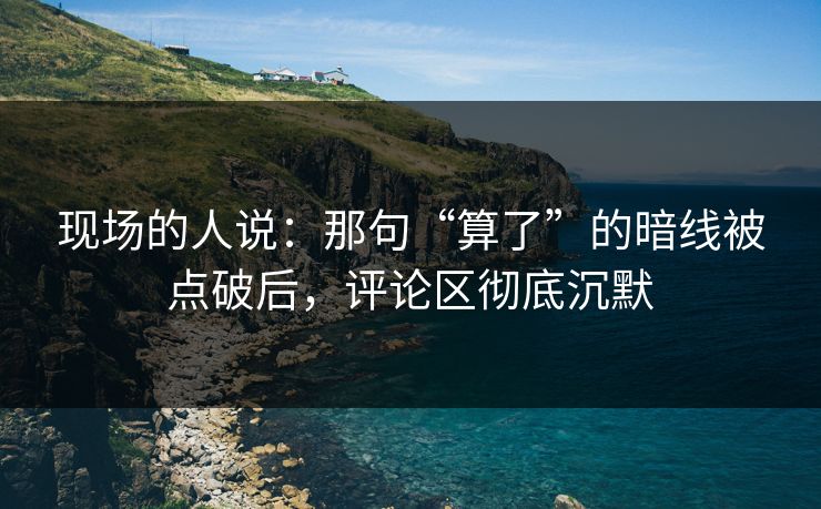 现场的人说：那句“算了”的暗线被点破后，评论区彻底沉默