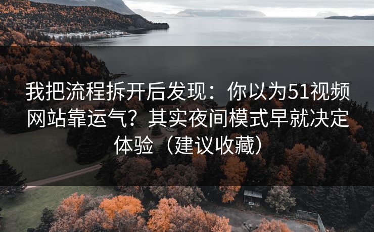 我把流程拆开后发现：你以为51视频网站靠运气？其实夜间模式早就决定体验（建议收藏）
